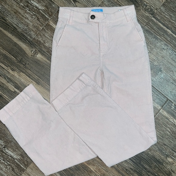🩷 High-Rise Light Pink Corduroy Pants with Assymetrical Waist Button Detail - Picture 2 of 6